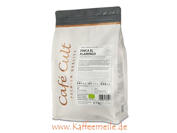 Kaffee Mexico "Finca El Flamingo" in 1 kg Tüte, ganze Bohne DE-ÖKO-003 BIO