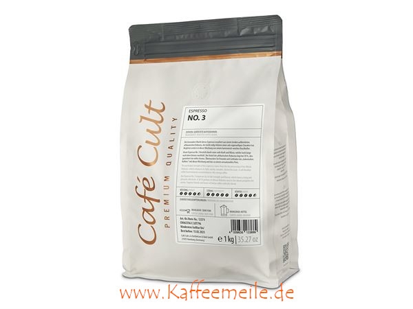 Espresso No. 3 - 30% Robusta - ganze Bohnen - Cafe Cult - 1 kg